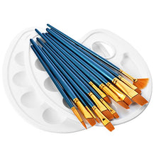 Artist Brush, 12 Pieces Paint Nylon Brushes Set with 2 Palettes for Water colour