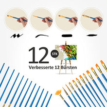 Artist Brush, 12 Pieces Paint Nylon Brushes Set with 2 Palettes for Water colour