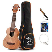 Donner Soprano Ukulele Mahogany DUS-1 21 inch with Ukulele Set Strap Nylon String Tuner