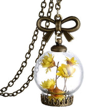 Jewellery Romantic Glass Necklace Dried Wild Flowers Glass Necklace