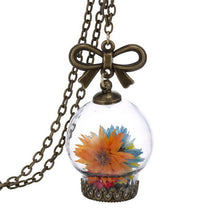 Jewellery Romantic Glass Necklace Dried Wild Flowers Glass Necklace