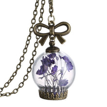 Jewellery Romantic Glass Necklace Dried Wild Flowers Glass Necklace