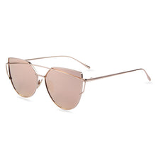 Cat Eye Sunglasses Twin-Beams Rose Gold Frame Sun Glasses for Women