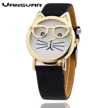Cat Watch Fashion Leather Strap Wrist Watch Women Quartz Watches
