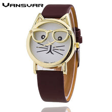 Cat Watch Fashion Leather Strap Wrist Watch Women Quartz Watches