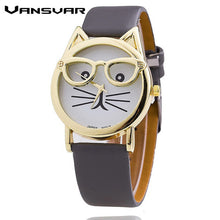 Cat Watch Fashion Leather Strap Wrist Watch Women Quartz Watches