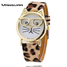 Cat Watch Fashion Leather Strap Wrist Watch Women Quartz Watches