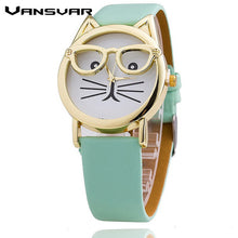 Cat Watch Fashion Leather Strap Wrist Watch Women Quartz Watches