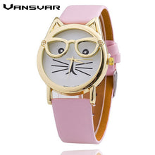 Cat Watch Fashion Leather Strap Wrist Watch Women Quartz Watches