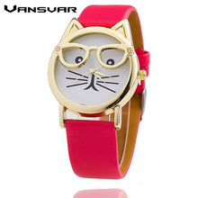 Cat Watch Fashion Leather Strap Wrist Watch Women Quartz Watches