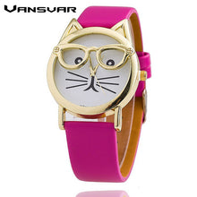 Cat Watch Fashion Leather Strap Wrist Watch Women Quartz Watches