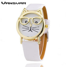 Cat Watch Fashion Leather Strap Wrist Watch Women Quartz Watches