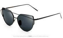 Cat Eye Sunglasses  Twin-Beam Mirror Lens Sun Glasses Rose Gold Metal UV400