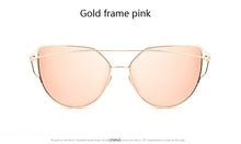 Cat Eye Sunglasses  Twin-Beam Mirror Lens Sun Glasses Rose Gold Metal UV400