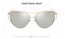 Cat Eye Sunglasses  Twin-Beam Mirror Lens Sun Glasses Rose Gold Metal UV400