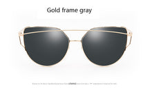 Cat Eye Sunglasses  Twin-Beam Mirror Lens Sun Glasses Rose Gold Metal UV400