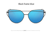 Cat Eye Sunglasses  Twin-Beam Mirror Lens Sun Glasses Rose Gold Metal UV400