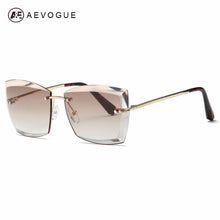 Women Square Rimless Diamond cutting Lens Sun Glasses With Box