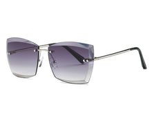 Women Square Rimless Diamond cutting Lens Sun Glasses With Box