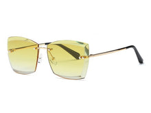 Women Square Rimless Diamond cutting Lens Sun Glasses With Box