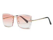 Women Square Rimless Diamond cutting Lens Sun Glasses With Box