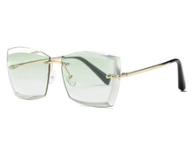 Women Square Rimless Diamond cutting Lens Sun Glasses With Box