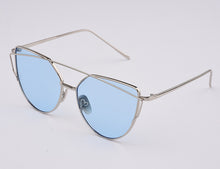Flat Top Cat Eye Sunglasses Women Twin Beam Double-Deck Alloy Frame UV400