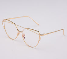 Flat Top Cat Eye Sunglasses Women Twin Beam Double-Deck Alloy Frame UV400
