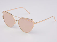 Flat Top Cat Eye Sunglasses Women Twin Beam Double-Deck Alloy Frame UV400