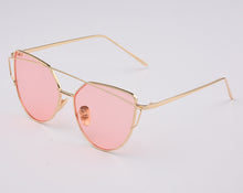 Flat Top Cat Eye Sunglasses Women Twin Beam Double-Deck Alloy Frame UV400