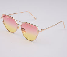 Flat Top Cat Eye Sunglasses Women Twin Beam Double-Deck Alloy Frame UV400