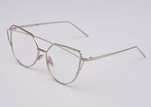 Flat Top Cat Eye Sunglasses Women Twin Beam Double-Deck Alloy Frame UV400