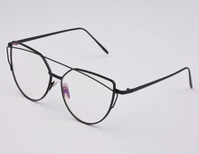 Flat Top Cat Eye Sunglasses Women Twin Beam Double-Deck Alloy Frame UV400