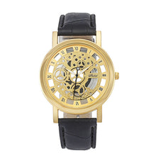 Hollow-out Steel leather strap Quartz Watch