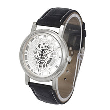 Hollow-out Steel leather strap Quartz Watch