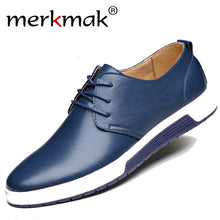 Mens Shoes Casual Leather Fashion Trendy Black Blue Brown