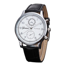 Leather Band Analog Geneva Quartz Wrist Watch For Men
