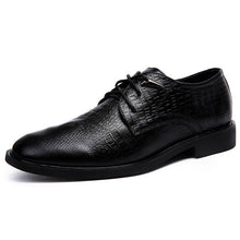 Genuine cowhide leather mens dress shoes brown black crocodile grain men flat shoes
