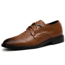 Genuine cowhide leather mens dress shoes brown black crocodile grain men flat shoes