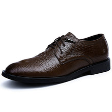 Genuine cowhide leather mens dress shoes brown black crocodile grain men flat shoes