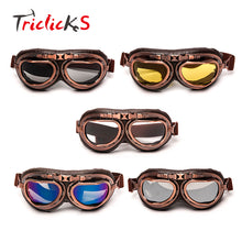 Triclicks Helmet Steampunk Copper Glasses Motorcycle Flying Goggles Vintage Pilot Biker