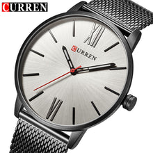 CURREN  Men's Black Casual Business Stainless Steel Mesh band Quartz