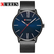 CURREN  Men's Black Casual Business Stainless Steel Mesh band Quartz