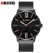 CURREN  Men's Black Casual Business Stainless Steel Mesh band Quartz