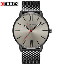 CURREN  Men's Black Casual Business Stainless Steel Mesh band Quartz