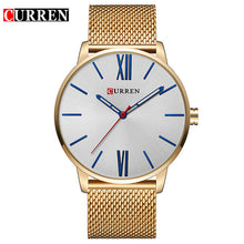 CURREN  Men's Black Casual Business Stainless Steel Mesh band Quartz