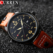 CURREN Fashion Brand Leather Strap Casual Men Sports Watch Quartz