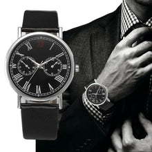 Men's Quartz Watch Leather Band Analog Alloy Wrist Watch Black Brown