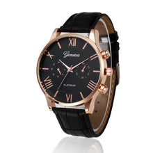 Men's Quartz Watch Leather Band Analog Alloy Wrist Watch Black Brown