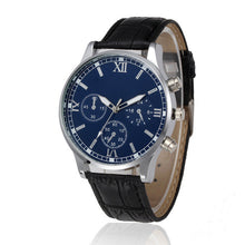 Men's Quartz Watch Leather Band Analog Alloy Wrist Watch Black Brown
